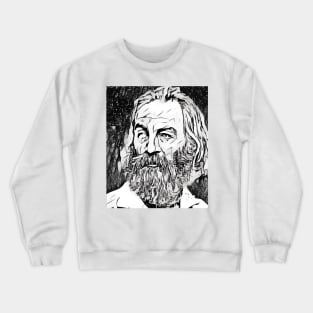 Walt Whitman Portrait | Walt Whitman Artwork Black and White 3 Crewneck Sweatshirt